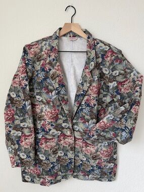 Gotcha Covered Floral Denim Blazer Vintage  Size M